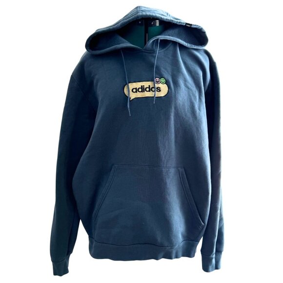 Adidas Emoji Fleece Hoodie - Size Large, Unisex, Blue - Picture 4 of 8